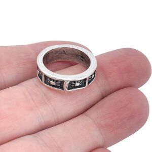 Vintage Sterling Silver 925 Oxidized Sunburst Design Band Ring Size 7.25